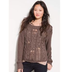 Trouve Metallic Drop Stitch Cabled Sweater